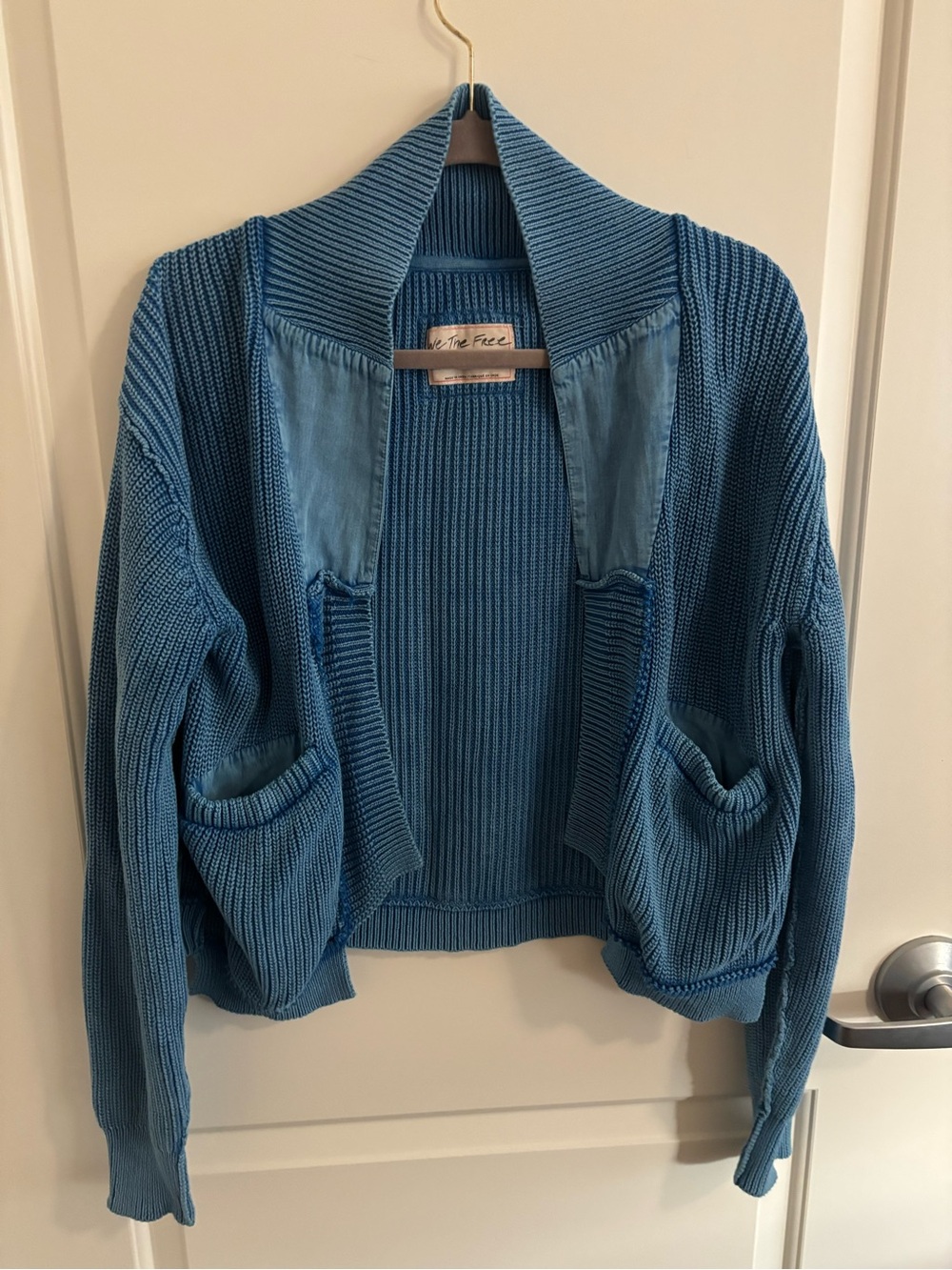 We The Free Worn Thru Surplus Cardi Blue Size Small Pre Owned, Blue